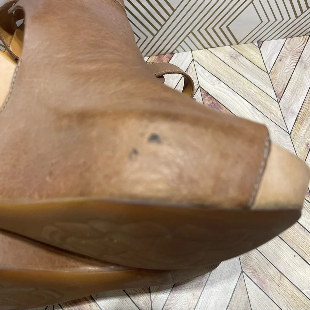 Kork Ease Nero taupe Leather Wrapped Wedge‎ 7 L1